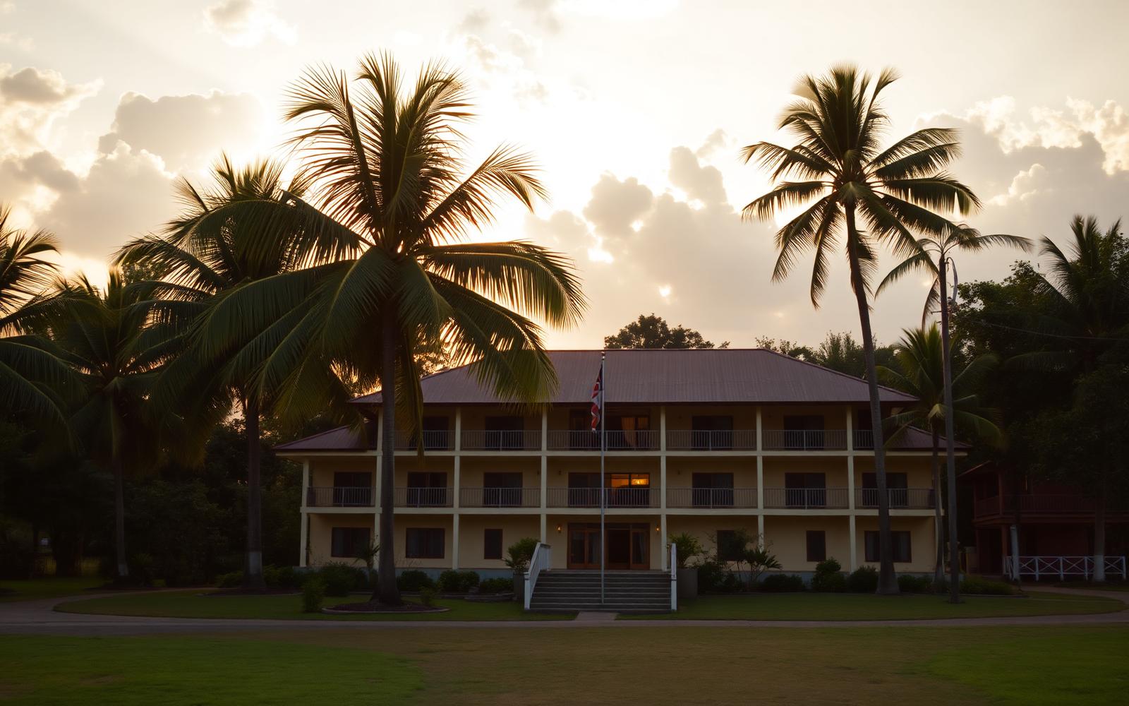 Hotel Tukutu at sunset in Lethem, Guyana